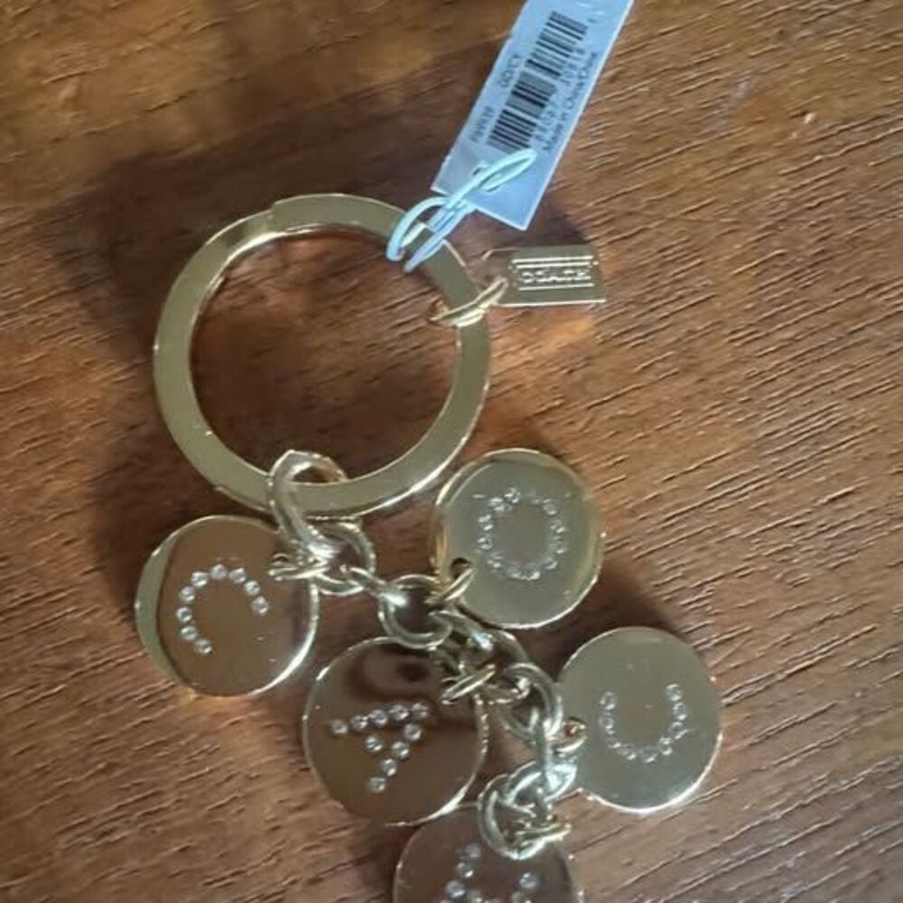 Coach Gold-Tone Disc with C-O-A-C-H Charm Keyring